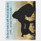 Hunde-und Frauen-Sonnenuntergang-Silhouette Fleecedecke (Vorderseite)