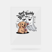 Hunde und Geist trinken Wein. Klassischer T - Shir Acrylschild (Vorderseite)