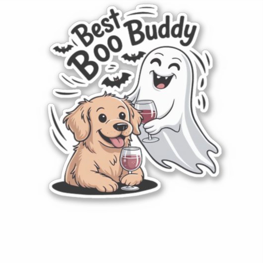 Hunde und Geist trinken Wein. Klassischer T - Shir Aufkleber (Vorderseite)