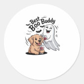 Hunde und Geist trinken Wein. Klassischer T - Shir Runder Aufkleber (Vorderseite)