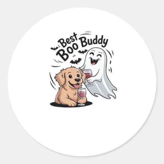 Hunde und Geist trinken Wein. Klassischer T - Shir Runder Aufkleber (Vorderseite)