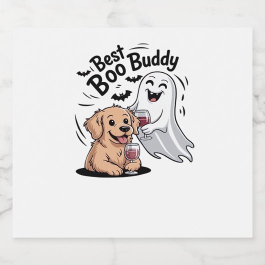 Hunde und Geist trinken Wein. Klassischer T - Shir Schaumweinetikett (Einzelnes Label)