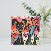 Hunde und Herzen Feiertagskarte (Stehend Vorderseite)