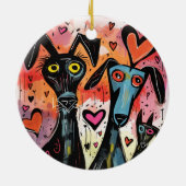 Hunde und Herzen Keramik Ornament (Hinten)