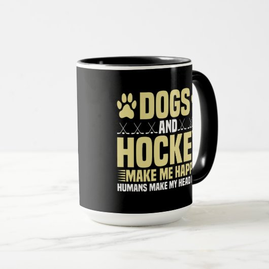 Hunde und Hockey machen mich glücklich Tasse (VorderseiteRechts)