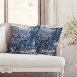 Hunde und Hunde Vintage blaue Toile Kissen