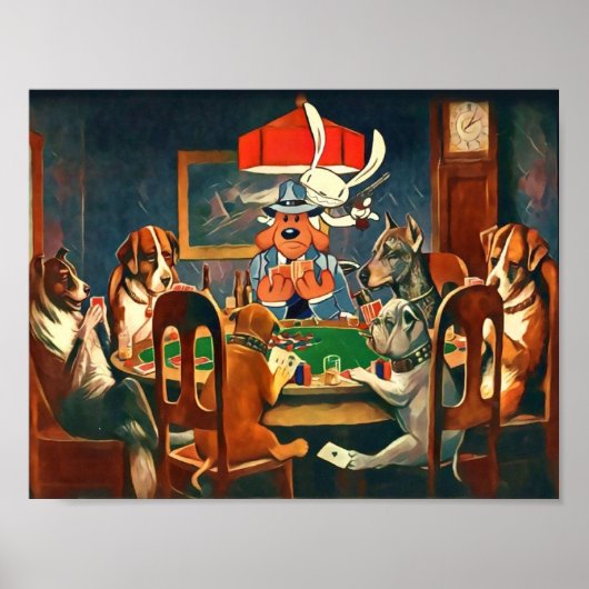 Hunde und Kaninchen spielen Poker Sam Max TShirts Poster (Vorne)