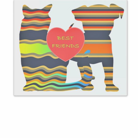 HUNDE UND KATZE BESTE FREUNDE AUFKLEBER (Vorderseite)