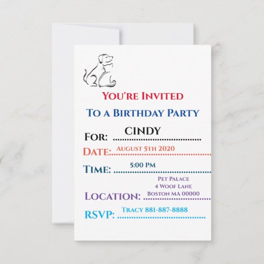 "HUNDE UND KATZE GEBURTSTAGE PERSONALISIERT. (Rückseite)