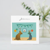 Hunde und Katze in gekleidetem Party Einladung (Stehend Vorderseite)