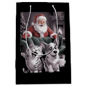 Hunde und Katze Selfie mit Weihnachten Mittlere Geschenktüte (Vorderseite)