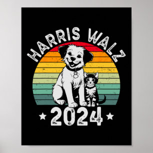 Hunde und Katze Vintag Kamala Harris Tim W 2024 Wa Poster