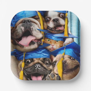 Hunde- und Katzen-Absolventen im Fotobooth Pappteller