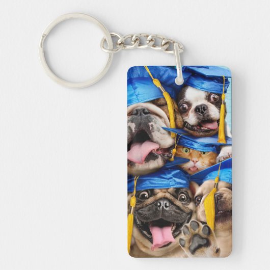 Hunde- und Katzen-Absolventen im Fotobooth Schlüsselanhänger (Vorderseite)