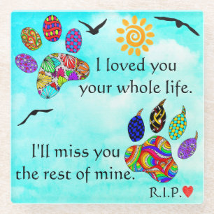 Hunde und Katzen Beileid Memorial Glass Untersetze Glasuntersetzer