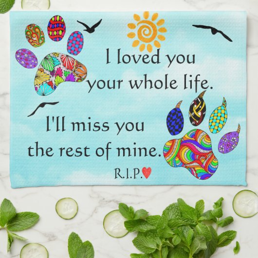 Hunde und Katzen Beileid Memorial Küchentücher (Gefaltet)