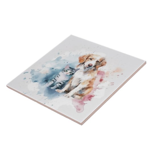 Hunde und Katzen Beste Freunde Fliese (Seite)