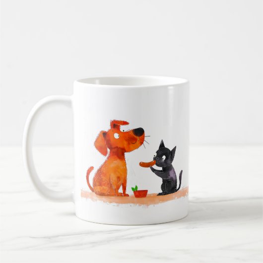 Hunde- und Katzen-Cartoon Kaffeetasse (Links)