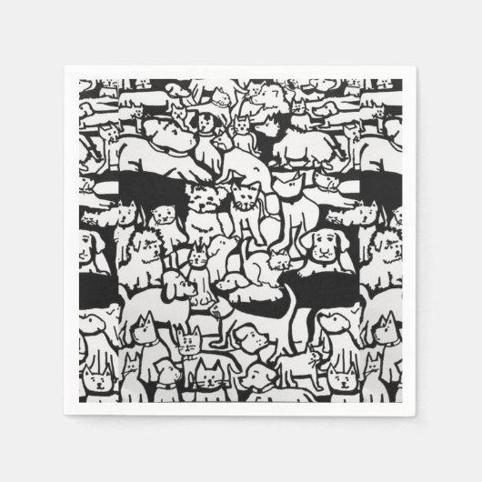 Hunde und Katzen Cartoon" Papa Napkins Serviette (Vorderseite)