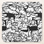 Hunde und Katzen Cartoon" Untersetzer (Vorderseite)