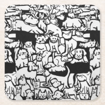 Hunde und Katzen Cartoon" Untersetzer