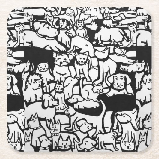 Hunde und Katzen Cartoon" Untersetzer (Vorderseite)