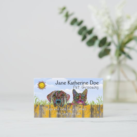 Hunde und Katzen, die Visitenkarten für die Aufzuc Visitenkarte (Stehend Vorderseite)