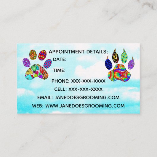 Hunde und Katzen, die Visitenkarten für die Aufzuc Visitenkarte (Rückseite)