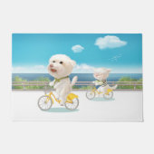 Hunde und Katzen Fahrradfahren am Meer Fußmatte (Vorderseite)