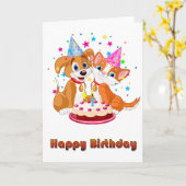 Hunde-und Katzen-Feier-alles Gute zum Geburtstag Karte (Gelbe Blume)