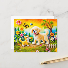 Hunde und Katzen fühlen sich im Golden Sunset Gard Postkarte