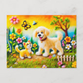 Hunde und Katzen fühlen sich im Golden Sunset Gard Postkarte (Vorderseite)