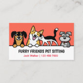 Hunde und Katzen Haustiere Sitzen Süße Tier Pflege Visitenkarte (Vorderseite)