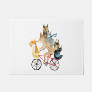Hunde und Katzen mit dem Fahrrad Fußmatte