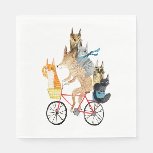 Hunde und Katzen mit dem Fahrrad Serviette (Vorderseite)