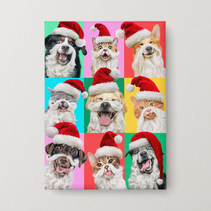 Hunde und Katzen mit Santa Bart Button