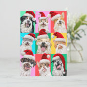 Hunde und Katzen mit Santa-Bart Einladung (Stehend Vorderseite)