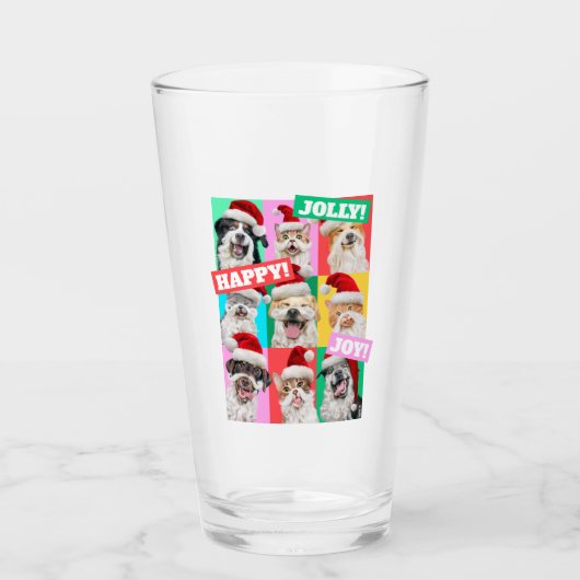 Hunde und Katzen mit Santa Bart Glas (Vorderseite)