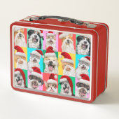 Hunde und Katzen mit Santa-Bart Metall Brotdose (Rückseite)