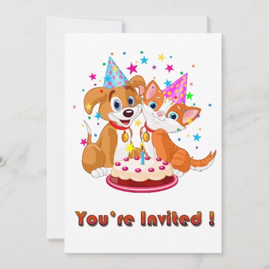 Hunde und Katzen - Party Einladung (Vorderseite)