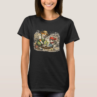 Hunde und Katzen pflanzen Hoffnung auf einer alten T-Shirt
