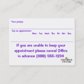 Hunde-und Katzen-Pflegengeschäfts-und Terminkarte (Rückseite)