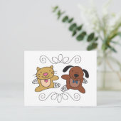 Hunde und Katzen Postkarte (Stehend Vorderseite)