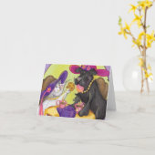 Hunde-und Katzen-Tee-Party/Anmerkungs-Karte Karte (Gelbe Blume)