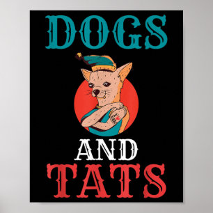 Hunde und Katzen Tinte Tattoo Lover Poster