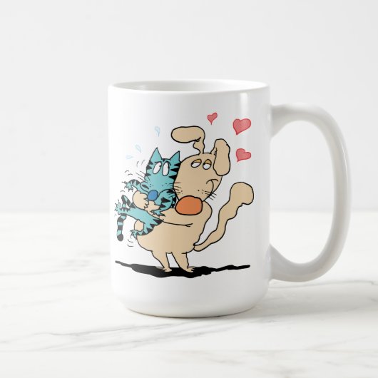 Hunde-und Katzen-Umarmen Kaffeetasse (Rechts)
