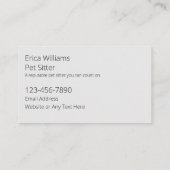 Hunde- und Katzen-Visitenkarten für anspruchsvolle Visitenkarte (Rückseite)