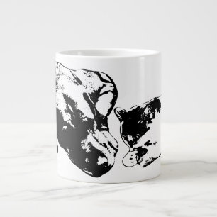 Hunde und Katzen zusammen Tasse Schwarz-Weiß-Kunst