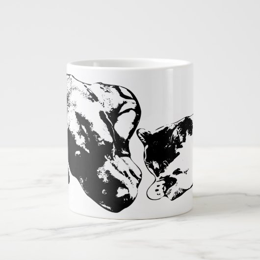 Hunde und Katzen zusammen Tasse Schwarz-Weiß-Kunst (Vorderseite)