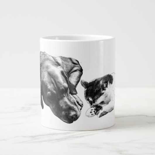Hunde und Katzen zusammenstellen Monochrome Art Ta Jumbo-Tasse (Vorderseite)
